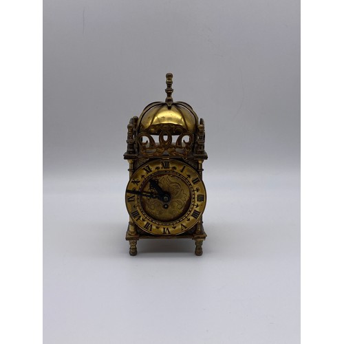 565 - SMITHS BRASS MINIATURE LANTERN STYLE CLOCK