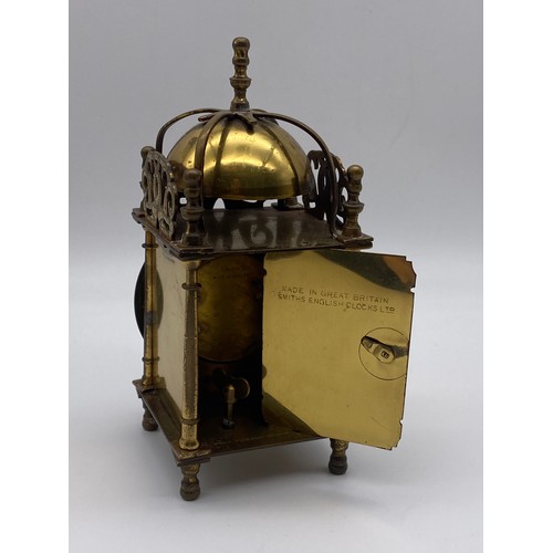 565 - SMITHS BRASS MINIATURE LANTERN STYLE CLOCK