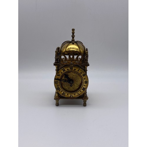 565 - SMITHS BRASS MINIATURE LANTERN STYLE CLOCK