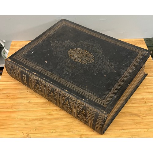 697 - LEATHER BOUND FAMILY BIBLE, SELF INTERPRETING BIBLE BY THE REV JOHN BROWN