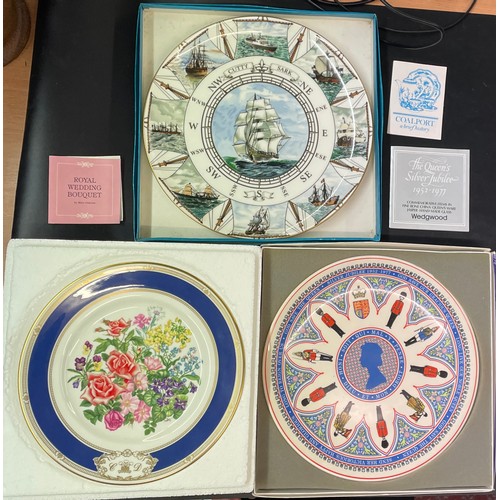 705 - COALPORT CUTTY SARK PLATE, WEDGWOOD QUEENS SILVER JUBILEE PLATE, AND ROYAL DOULTON WEDDING BOUQUET P... 