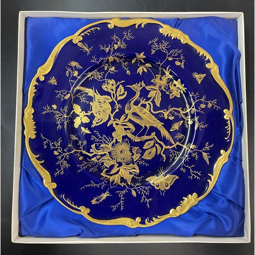 704 - BLUE GILDED DECORATIVE COALPORT PLATE WITH BOX