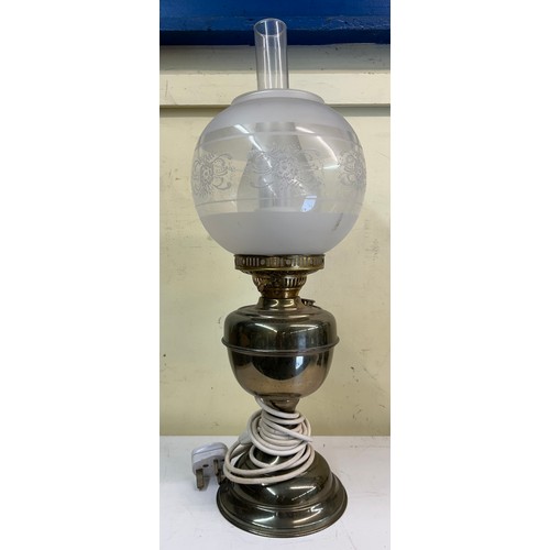 314 - ELECTRIFIED BRASS OIL LAMP