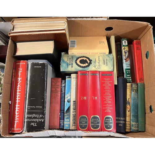 425 - CARTON OF HARDBACK BOOKS INCLUDING READERS DIGEST ENCYCLOPEDIA, COOKERY BOOKS AND WILDLIFE