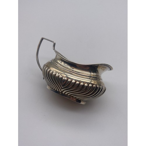 505 - BIRMINGHAM SILVER MINATURE JUG AND PAIR OF BOAT SHAPED TWIN HANDLED TABLE SALTS 2OZ OVERALL APPROX