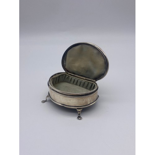 504 - BIRMINGHAM SILVER KIDNEY SHAPED TRINKET BOX WITH ABALONE DECORATION 3OZ OVERALL APPROX