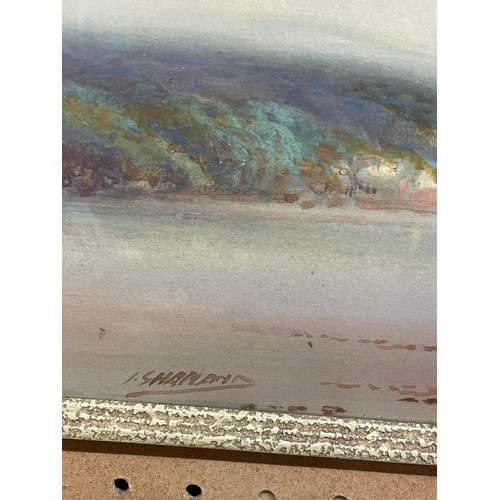 282 - WATERCOLOURS COASTAL PANORAMAS FRAMED AND GLAZED A PAIR