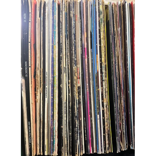 430 - VINTAGE TWO TIER RECORD RACK AND VARIOUS LP RECORDS AND 45S