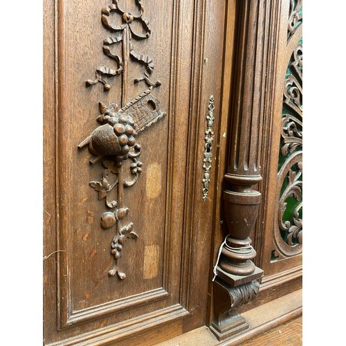 2 - 19TH CENTURY FRENCH OAK HEAVY CARVED BUFFET CUPBOARD