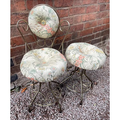 92 - 1970S UPHOLSTERED BOUDOIR CHAIR, STOOL AND BIN SET