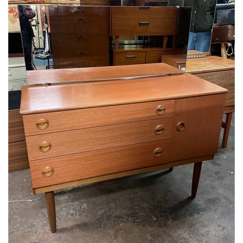 97 - TEAK THREE DRAWER DRESSING TABLE