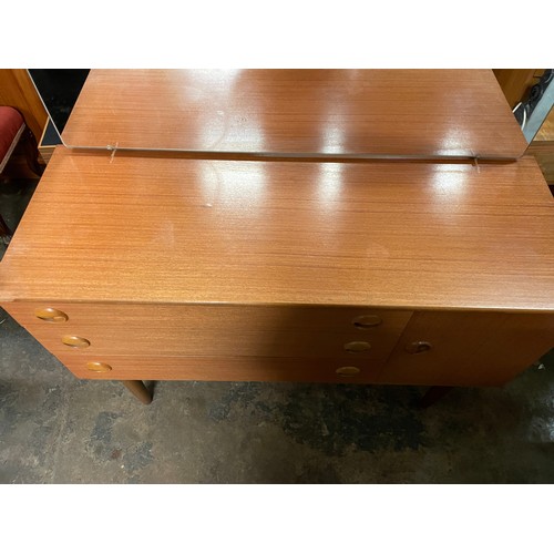 97 - TEAK THREE DRAWER DRESSING TABLE