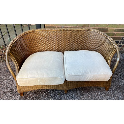 130 - PAIR OF CANE WORK AND BAMBOO CONSERVATORY SOFAS