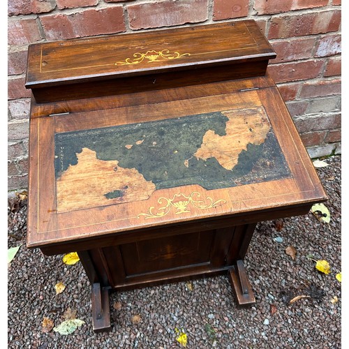 101 - LATE VICTORIAN WALNUT MARQUETRY INLAID DAVENPORT