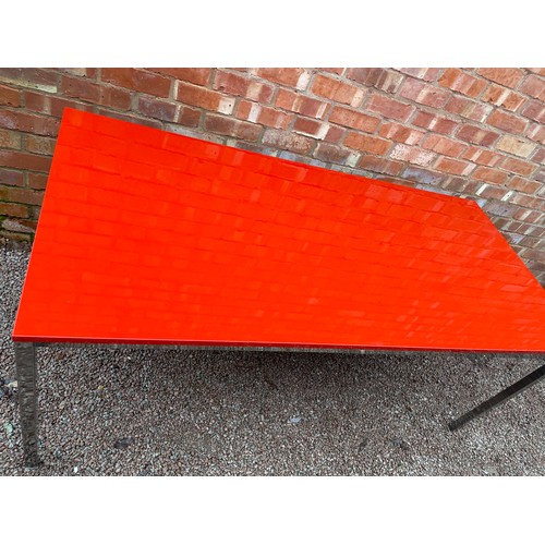 236 - CHROME FRAMED RED GLOSS DINING TABLE