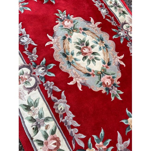 231 - RED CHINESE FLORAL FRINGE CARPET