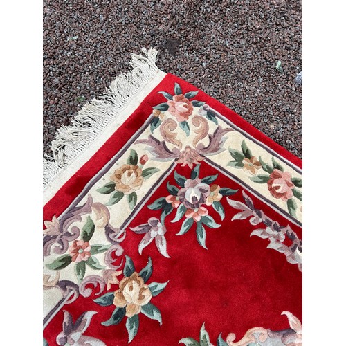 231 - RED CHINESE FLORAL FRINGE CARPET