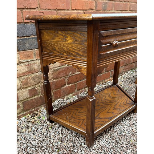 289 - OAK REPRODUCTION CREDENCE TYPE SIDE TABLE