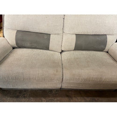 271 - GREY FLECKED FABRIC AND MOLESKIN MANUAL RECLINING SOFA