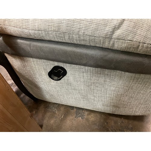 271 - GREY FLECKED FABRIC AND MOLESKIN MANUAL RECLINING SOFA