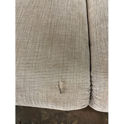 271 - GREY FLECKED FABRIC AND MOLESKIN MANUAL RECLINING SOFA