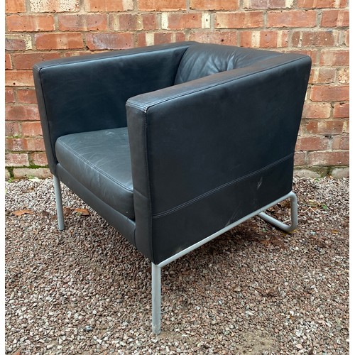 224 - PAIR OF BLACK PVCBOX  TUB CHAIRS