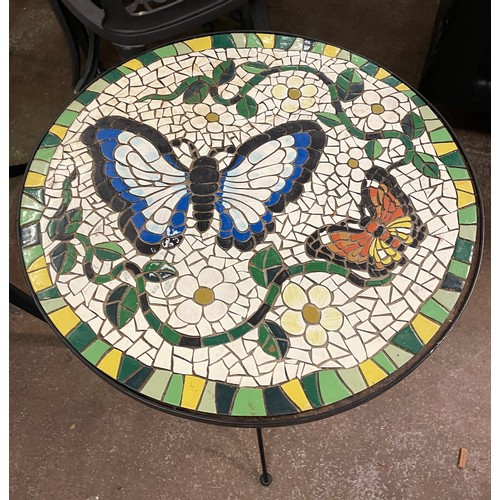 72 - CIRCULAR MOSAIC TILE TOP CONSERVATORY TABLE