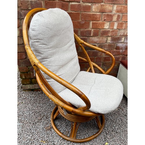 197 - BAMBOO LOOSE CUSHION SWIVEL CONSERVATORY CHAIR