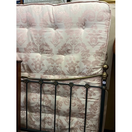 267 - STAPLES DOUBLE DIVAN BED WITH VICTORIAN STYLE TUBULAR HEADBOARD