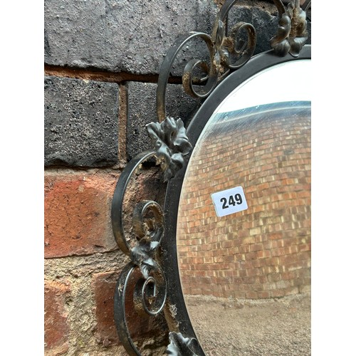 313 - WROUGHT IRON FRAMED CONVEX MIRROR