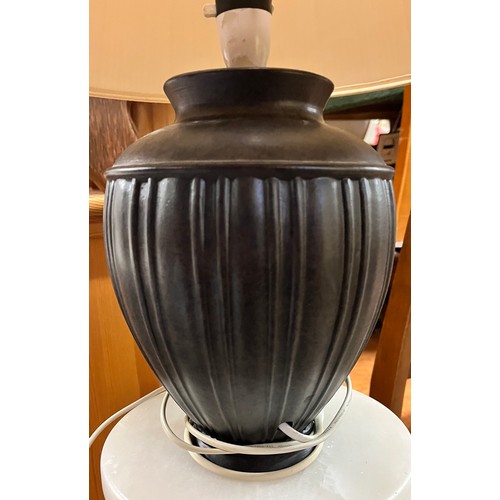 202 - SLATE GREY POTTERY OVOID TABLE LAMP