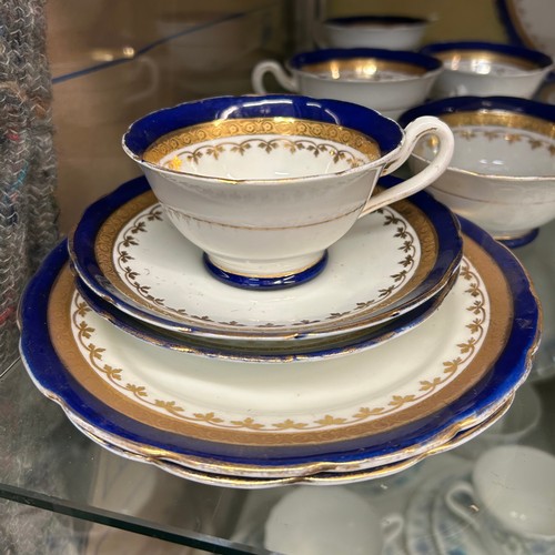 424 - ROYAL BLUE AND GILT TEA SERVICE