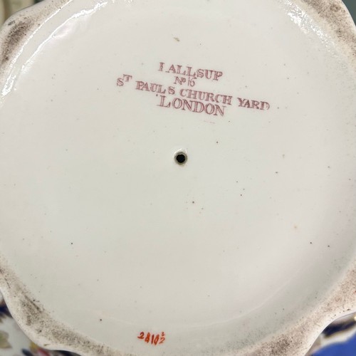 433 - I ALLSUP IRONSTONE PEDESTAL COMPORT, PEDESTAL BOWL AND IRONSTONE LOBED TUREEN AND COVER A/F