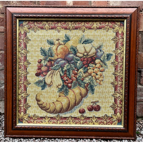 318 - LARGE PRINT OF WATER LILLIES, TAPESTRY EFFECT CORNUCOPIA PANEL AND POPPY PRINT