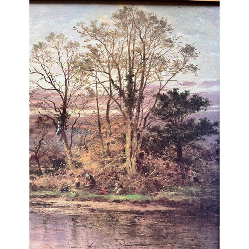 337 - TEXTURED PRINT OF AN AUTUMN LANDSCAPE IN GILT SWEPT FRAME ENTITLED EVENING APPROACHES