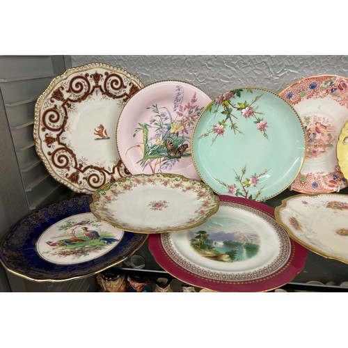 443 - SELECTION OF MAINLY 19TH CENTURY DECORATIVE PORCELAIN PLATES INCLUDING WORCESTER, MINTON, AND SOME C... 