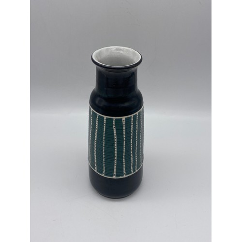 562 - AUSTRIAN POTTERY 1229 BLACKENED STRIPED TAPERED VASE