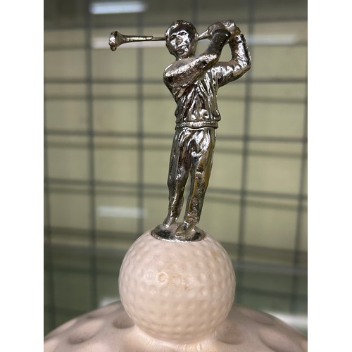 457 - RETRO GOLF BALL ICE BUCKET WITH GOLFER FINIAL