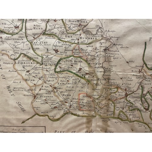 316 - ANTIQUARIAN MAP OF BARKSHIRE HAND TINTED BY ROBERT MORDEN