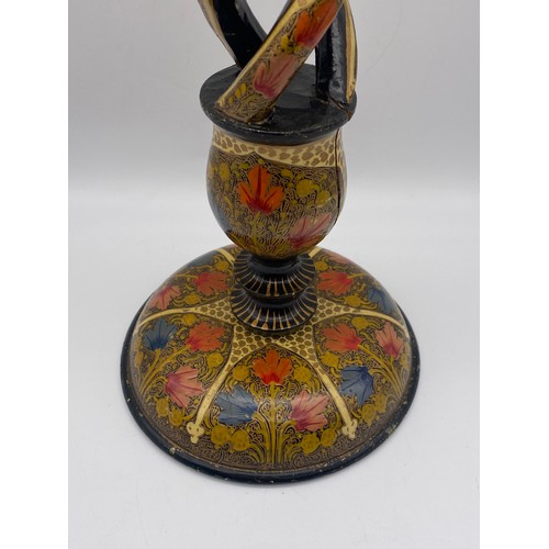 541 - DECORATIVE LAQUERED OPEN BARLEY TWIST CANDLE STICK