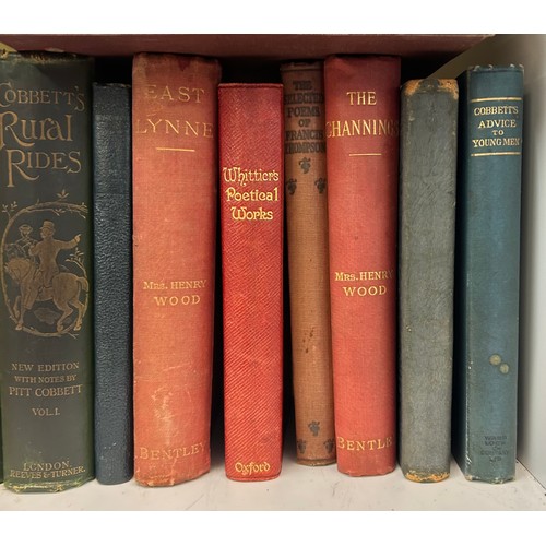 508 - PIGEONHOLE OF POETICAL WORKS AND INTERESTING BOOKS INCLUDING COBBITS RURAL RIDES, LITTLE LORD FONTLE... 