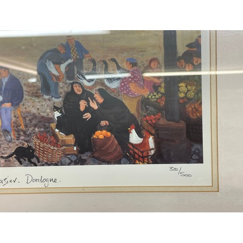 330 - M LOXTON LIMITED EDITION PRINT TOWN SQUARE MONPASIER DORDOGNE 331/500