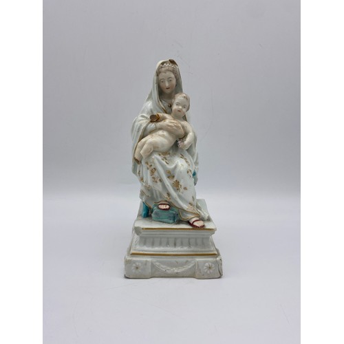 608 - DERBY 18TH CENTURY FIGURE OF MADONNA AND CHILD A/F (No.134)