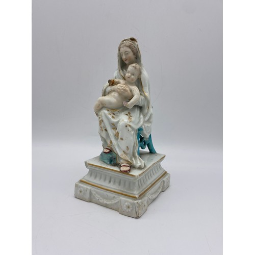 608 - DERBY 18TH CENTURY FIGURE OF MADONNA AND CHILD A/F (No.134)