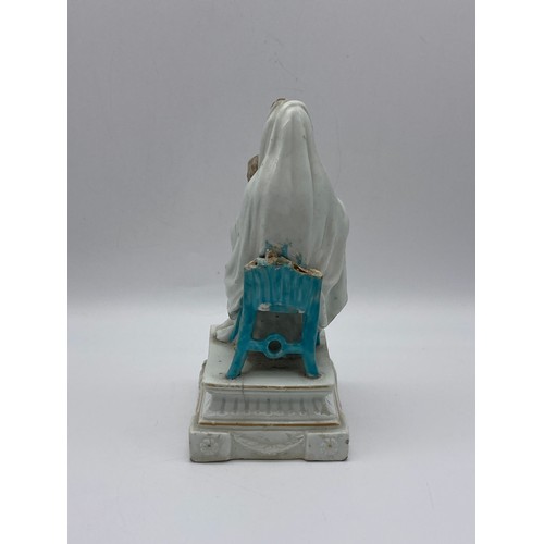 608 - DERBY 18TH CENTURY FIGURE OF MADONNA AND CHILD A/F (No.134)