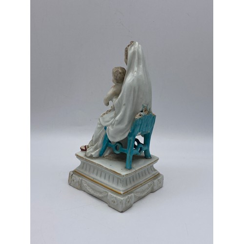 608 - DERBY 18TH CENTURY FIGURE OF MADONNA AND CHILD A/F (No.134)