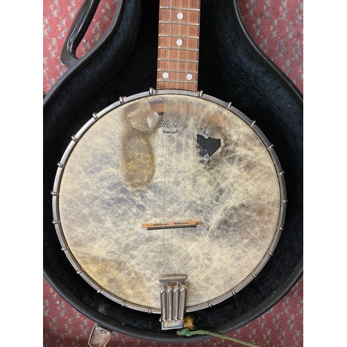 229A - MAROON CASED SULLYS WAVENEY BANJO