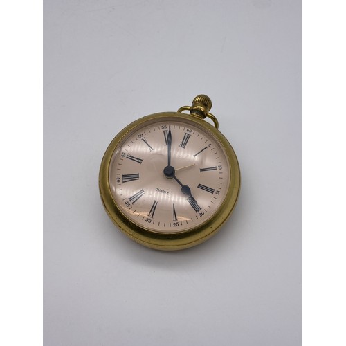 569 - OVERSIZED QUARTZ POCKET WATCH ALARM CLOCK