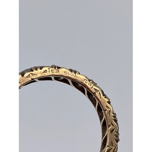 681 - 9CT GOLD STONE SET ETERNITY BAND SIZE M 2.4G APPROX