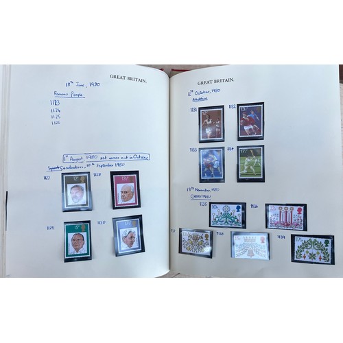 596 - THREE GB POSTAGE STAMP FDC AND POST CARD ALBUMS